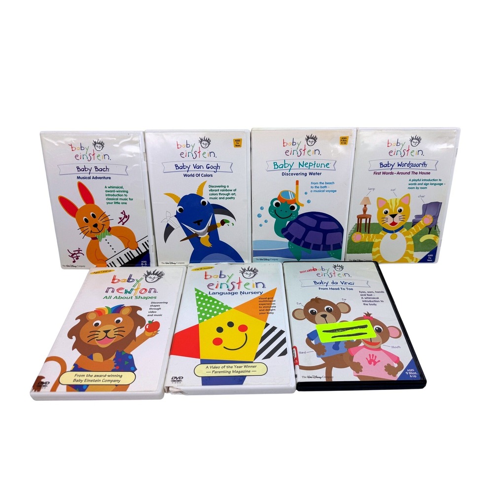 Baby Einstein DVD Lot of 7 Baby Bach Van Gogh Neptune Wordsworth Newton Nursery